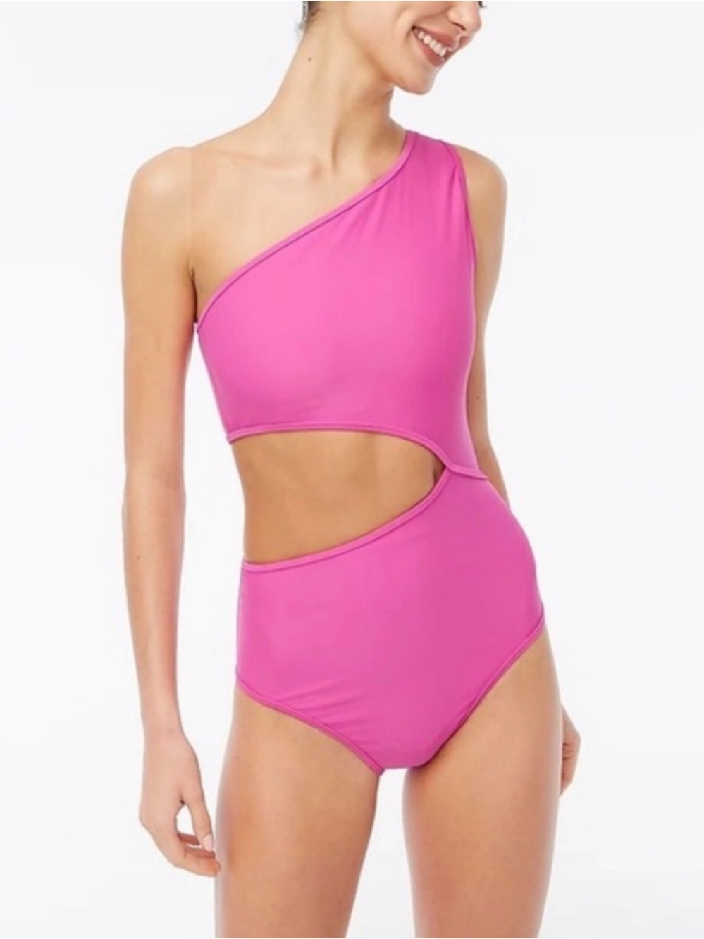 J.CREW ONE-PIECE SWIMSUIT CUTOUT ONE-SHOULDER WOMEN’S PINK COLOR PLUS SIZE 2X